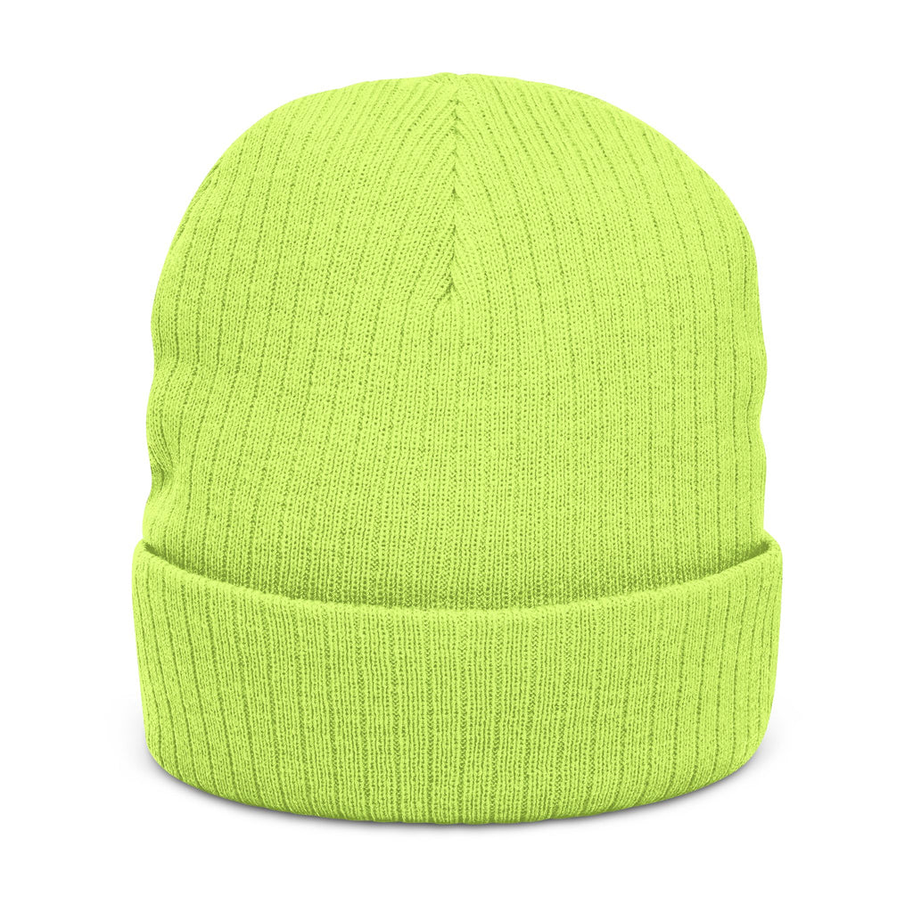 Embroidered Ribbed Knit Beanie — 'Red Bluff Outfitters' Patch Winter Hat