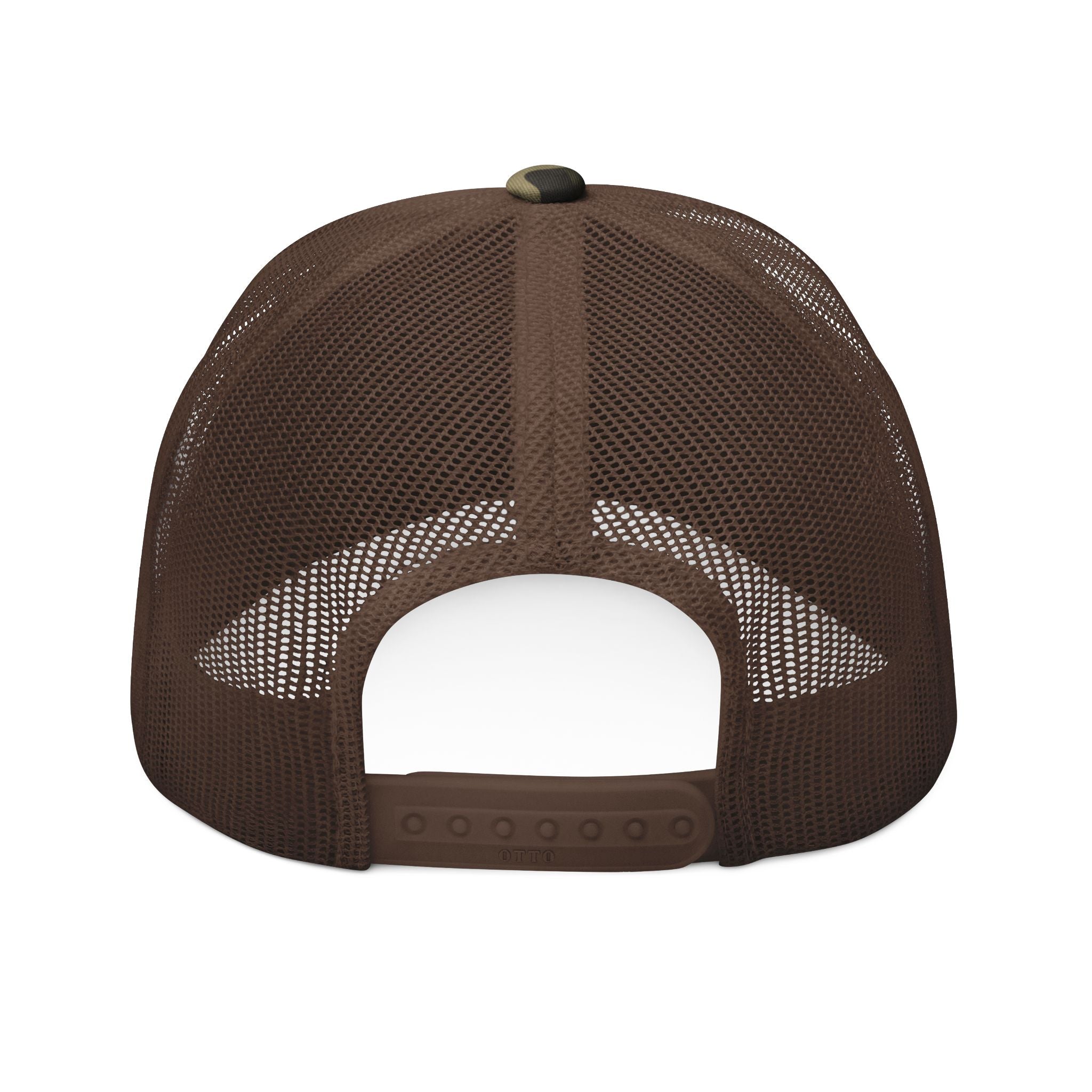 Camouflage Trucker Hat — Embroidered Rainbow Trout Cap