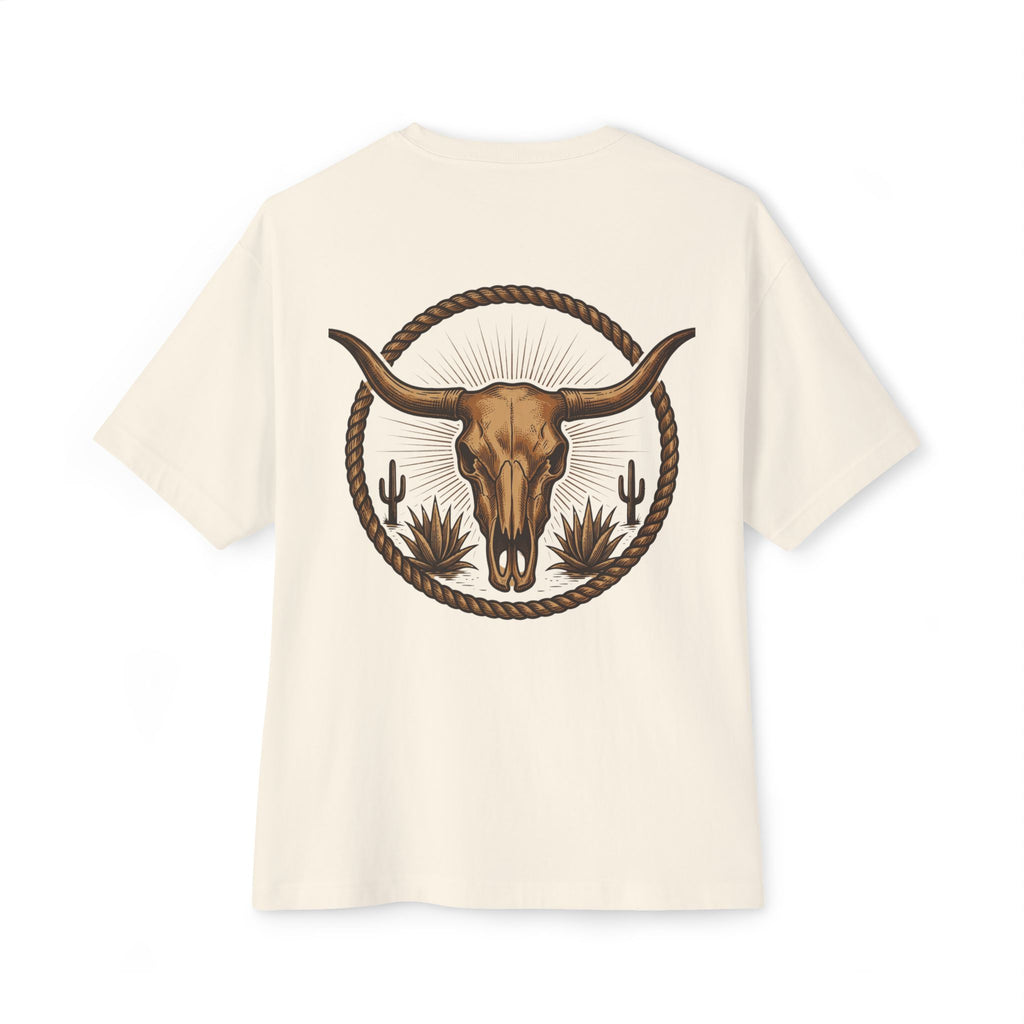 Longhorn Skull Texas Tee — Western Cowboy Oversized Boxy Shirt