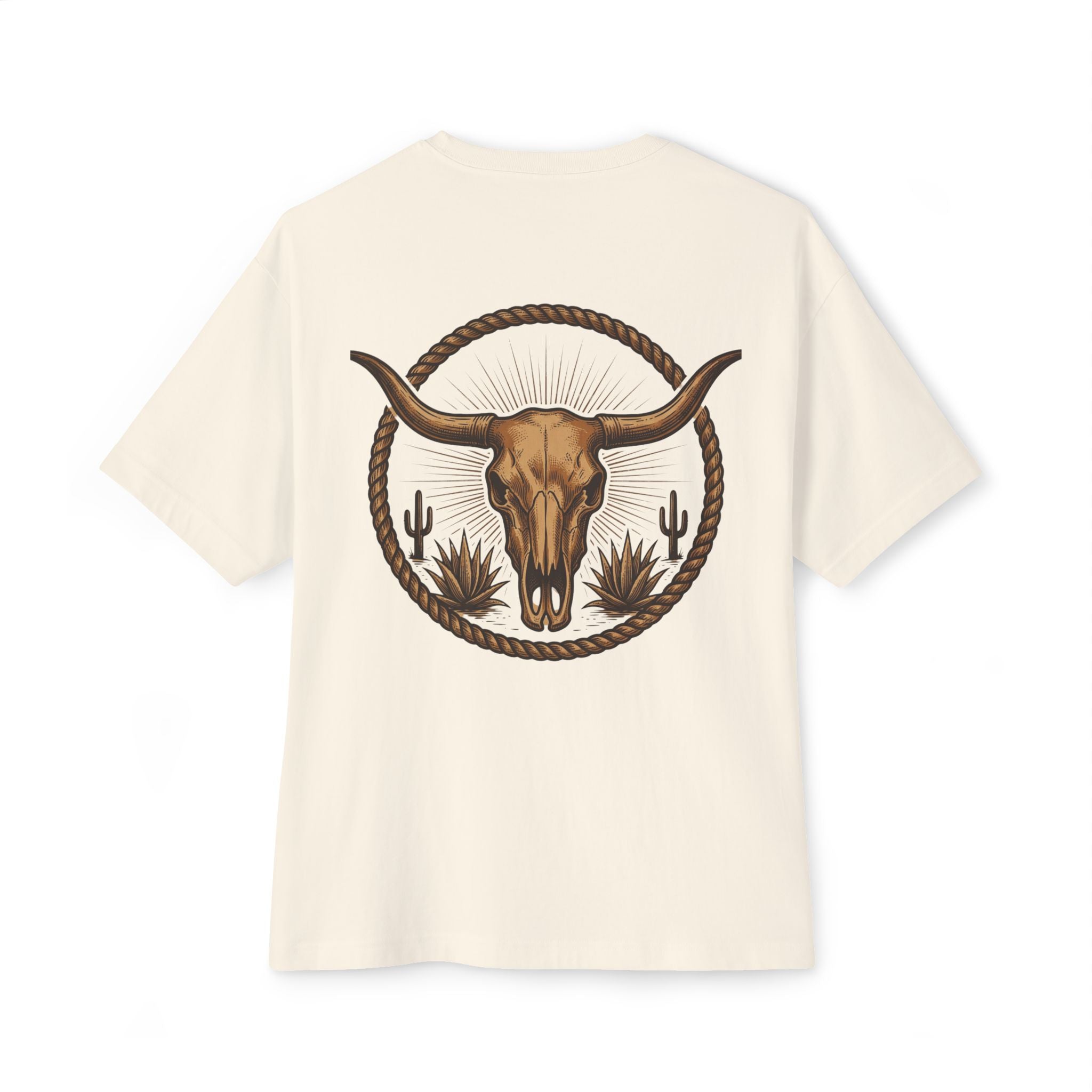 Longhorn Skull Texas Tee — Western Cowboy Oversized Boxy Shirt