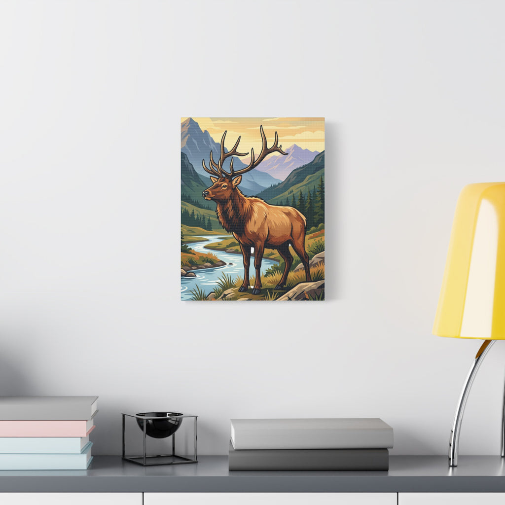 Majestic Elk Mountain Canvas Print — Rustic Wilderness Wall Art
