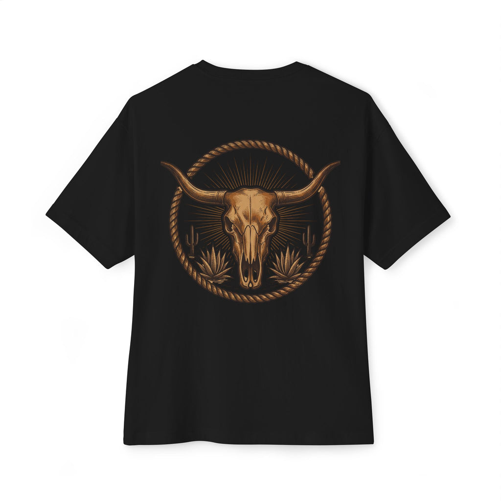 Longhorn Skull Texas Tee — Western Cowboy Oversized Boxy Shirt