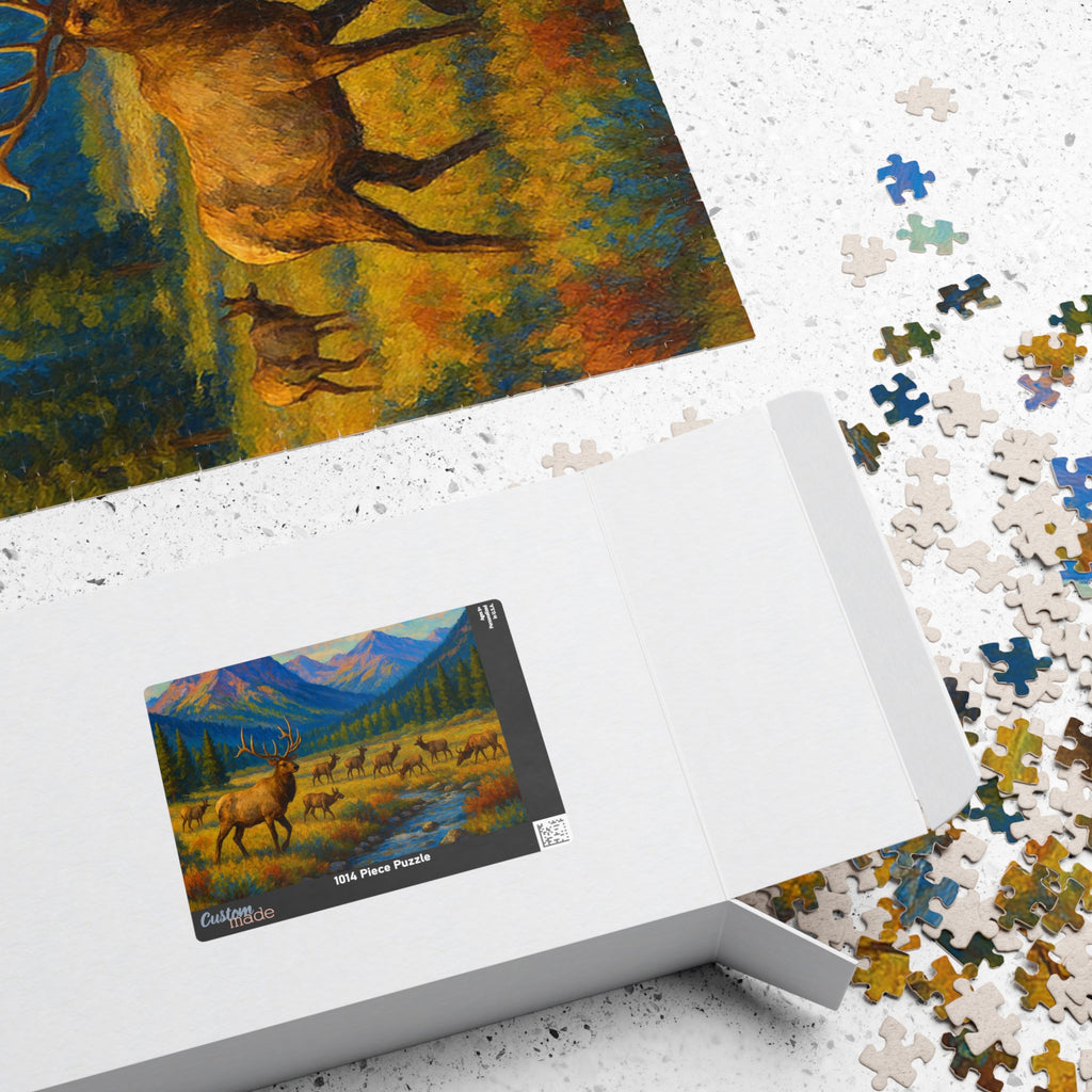 Mountain Elk Landscape Puzzle — Scenic Wildlife Jigsaw (110–1014 pcs)