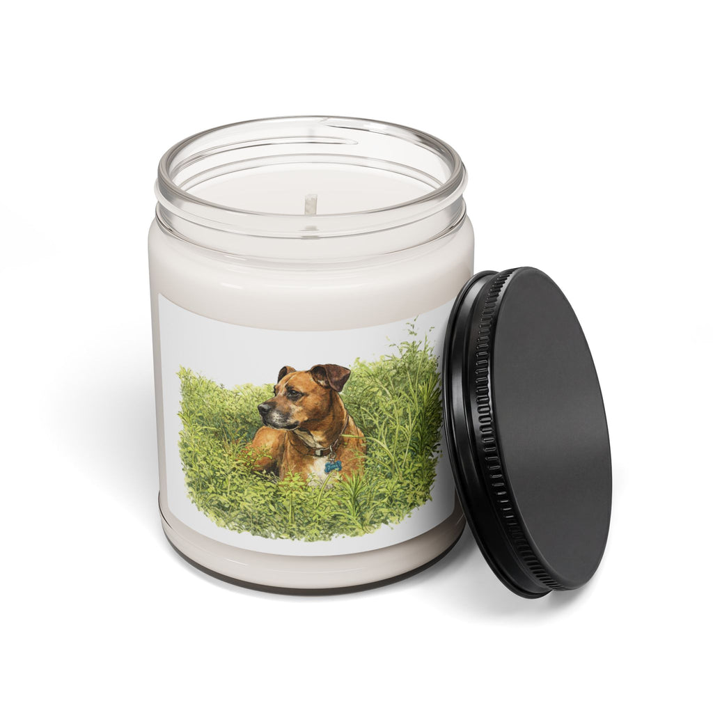Dog Soy Candle – 9oz Scented Jar with Relaxing Meadow Design