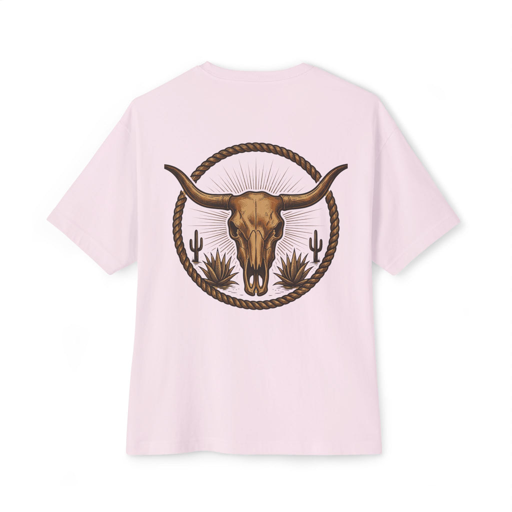 Longhorn Skull Texas Tee — Western Cowboy Oversized Boxy Shirt