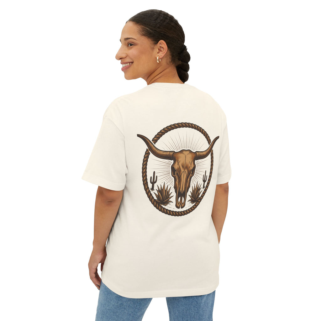 Longhorn Skull Texas Tee — Western Cowboy Oversized Boxy Shirt