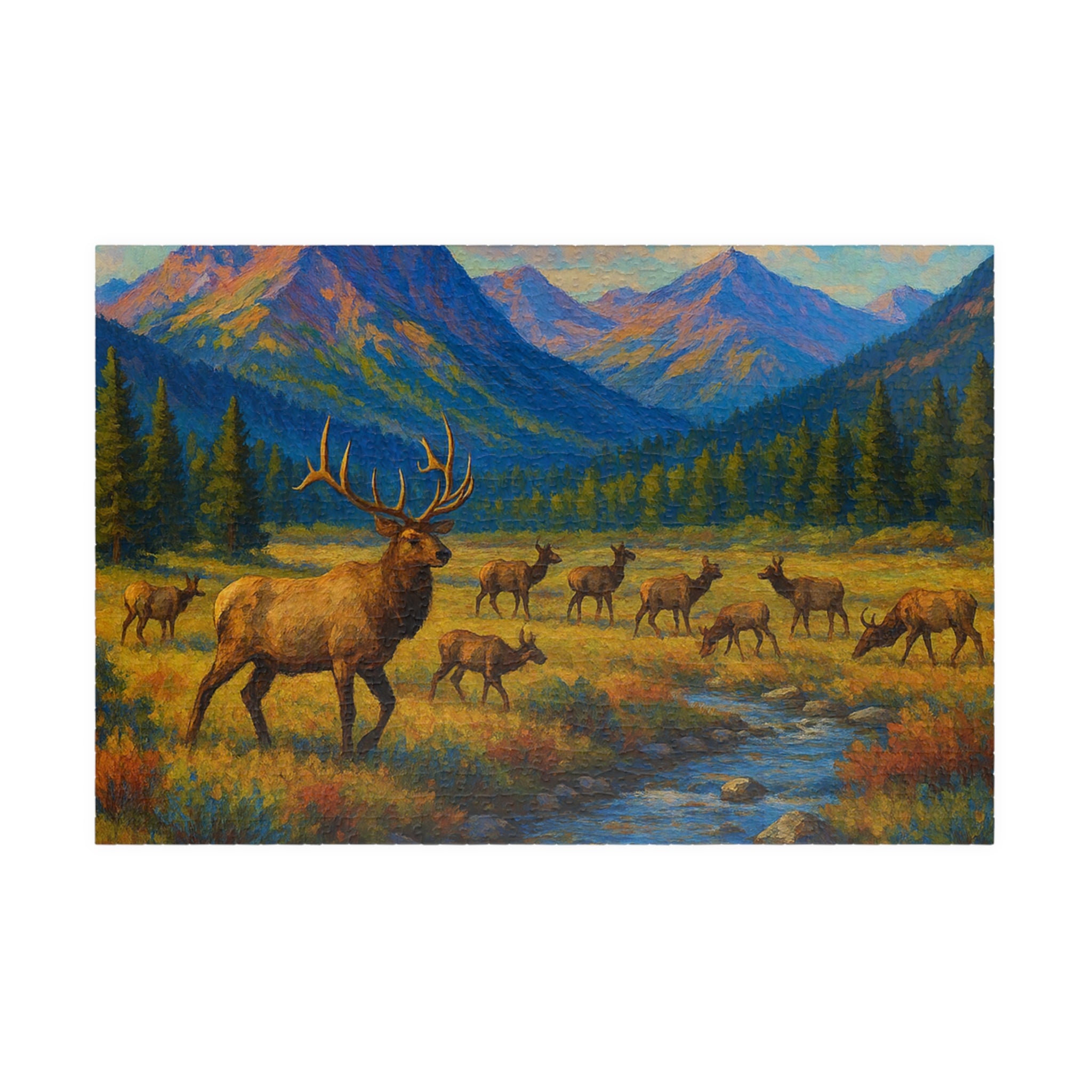 Mountain Elk Landscape Puzzle — Scenic Wildlife Jigsaw (110–1014 pcs)