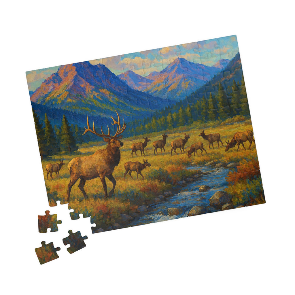 Mountain Elk Landscape Puzzle — Scenic Wildlife Jigsaw (110–1014 pcs)