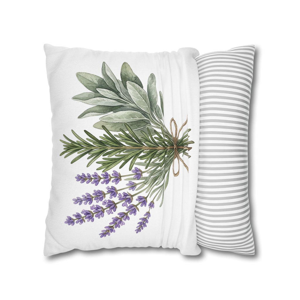 Farmhouse Herb Bundle Pillowcase — Decorative Throw Pillow