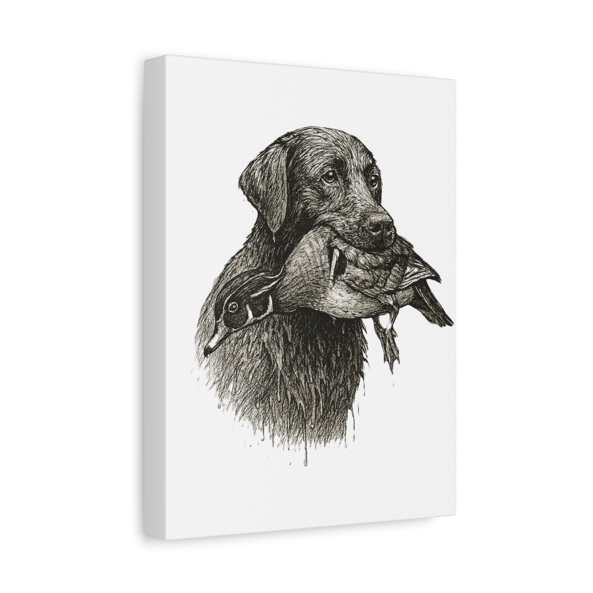 Retriever with Duck Canvas Print — Hunting Dog Wall Art, Rustic Wildlife Decor