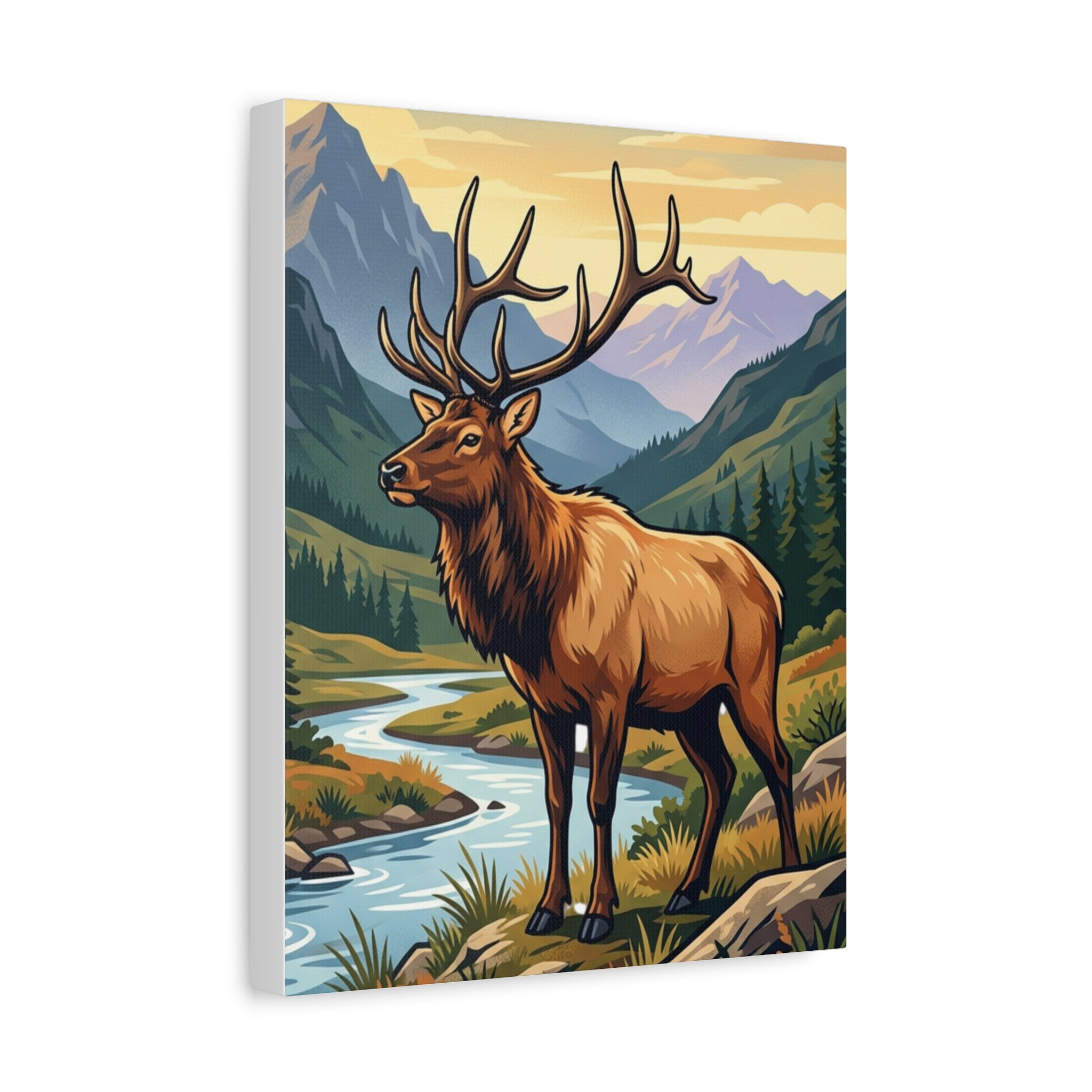 Majestic Elk Mountain Canvas Print — Rustic Wilderness Wall Art