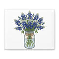 Bluebonnet Mason Jar Canvas Print — Rustic Floral Wall Art