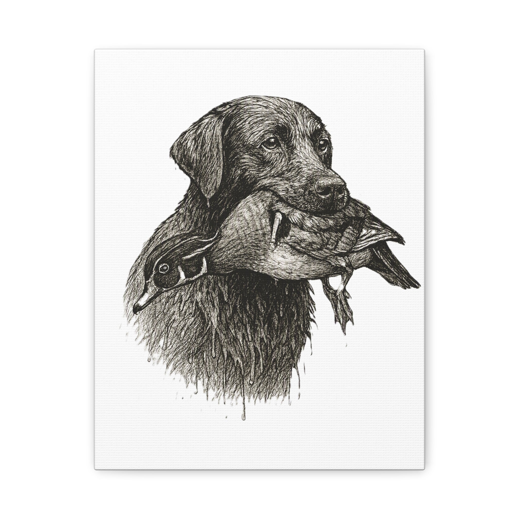 Retriever with Duck Canvas Print — Hunting Dog Wall Art, Rustic Wildlife Decor