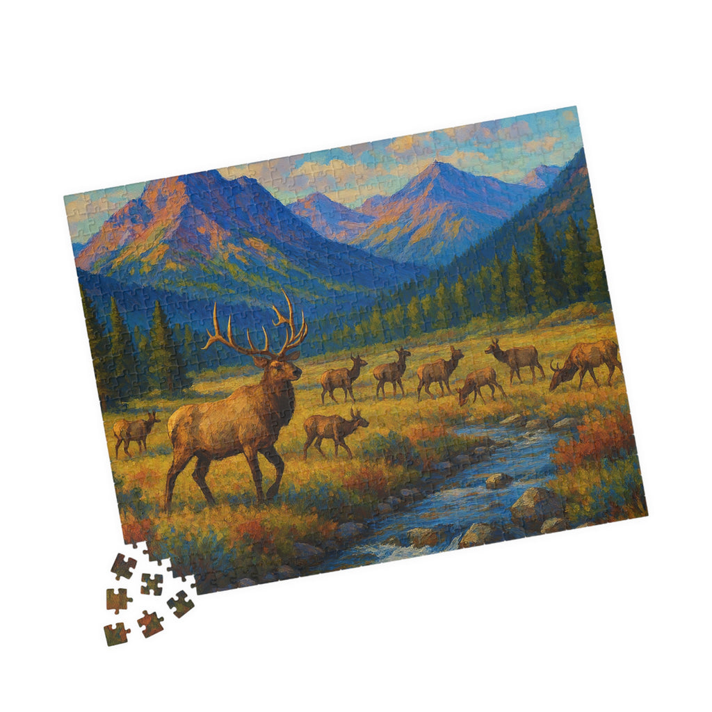 Mountain Elk Landscape Puzzle — Scenic Wildlife Jigsaw (110–1014 pcs)