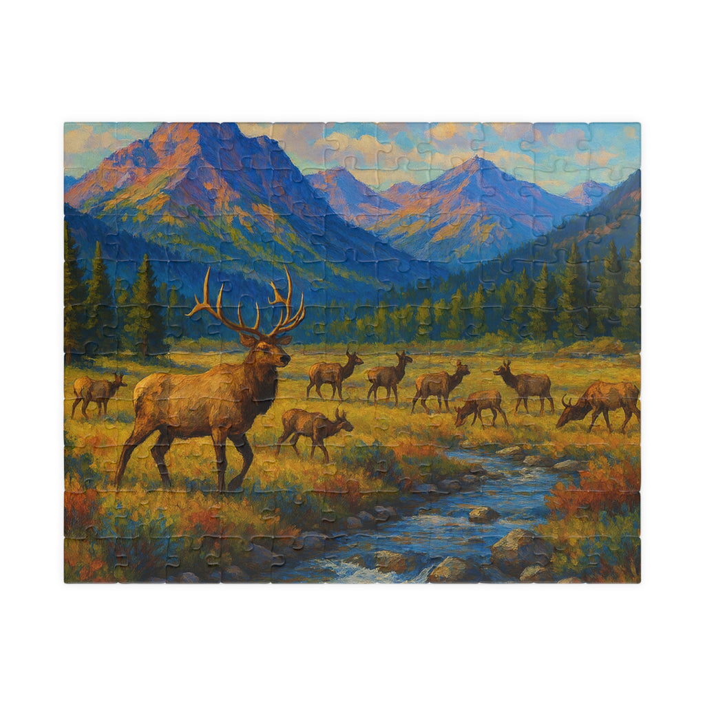 Mountain Elk Landscape Puzzle — Scenic Wildlife Jigsaw (110–1014 pcs)