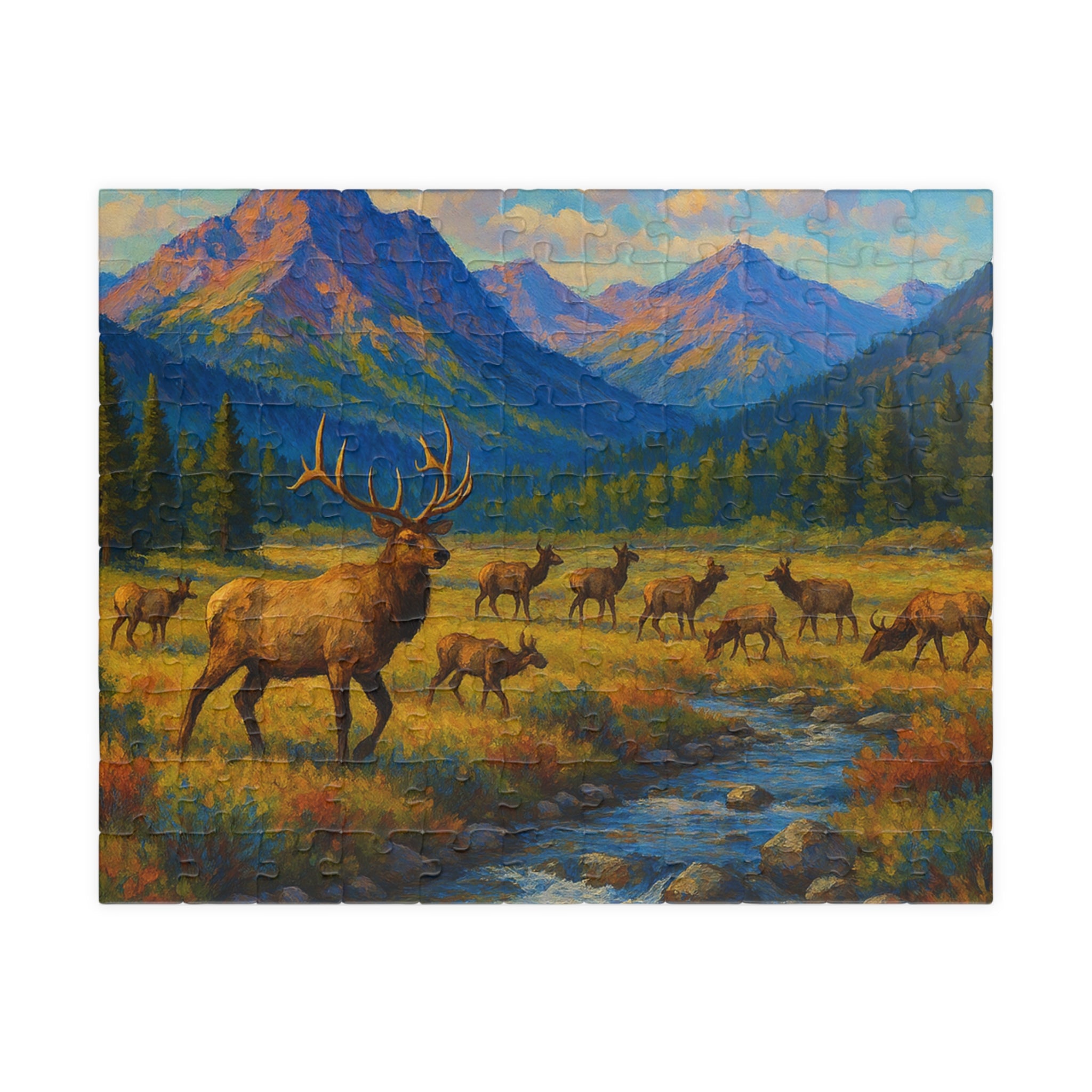 Mountain Elk Landscape Puzzle — Scenic Wildlife Jigsaw (110–1014 pcs)