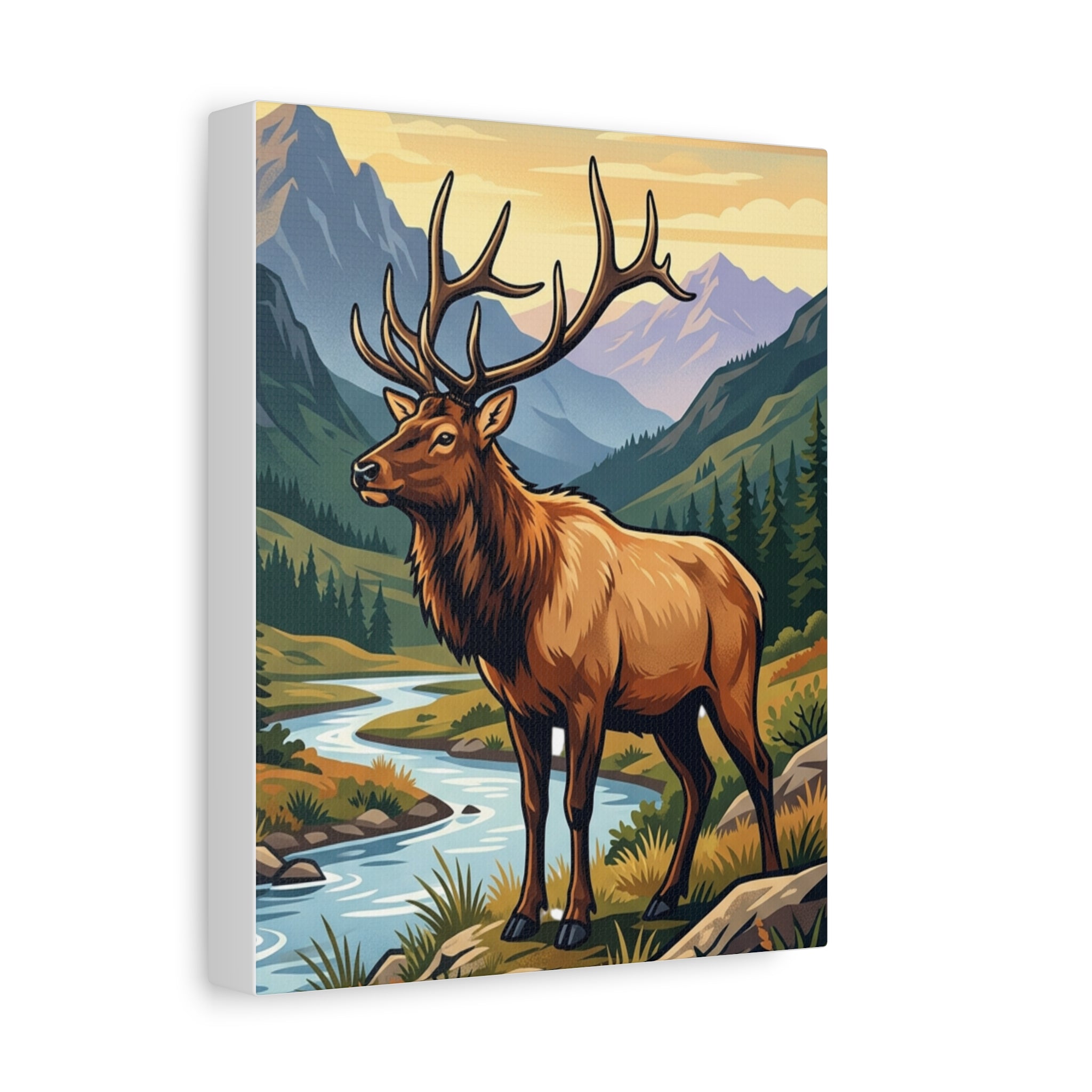 Majestic Elk Mountain Canvas Print — Rustic Wilderness Wall Art
