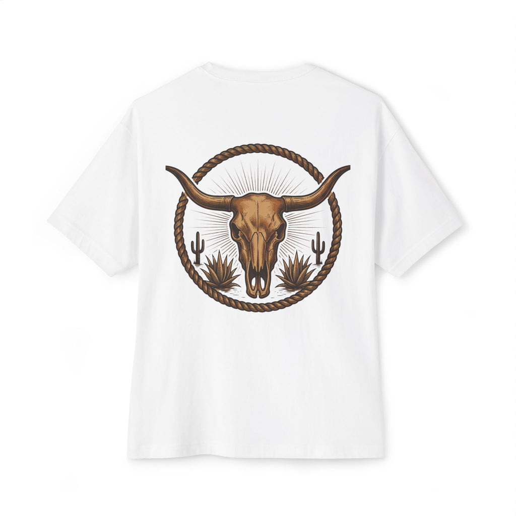 Longhorn Skull Texas Tee — Western Cowboy Oversized Boxy Shirt