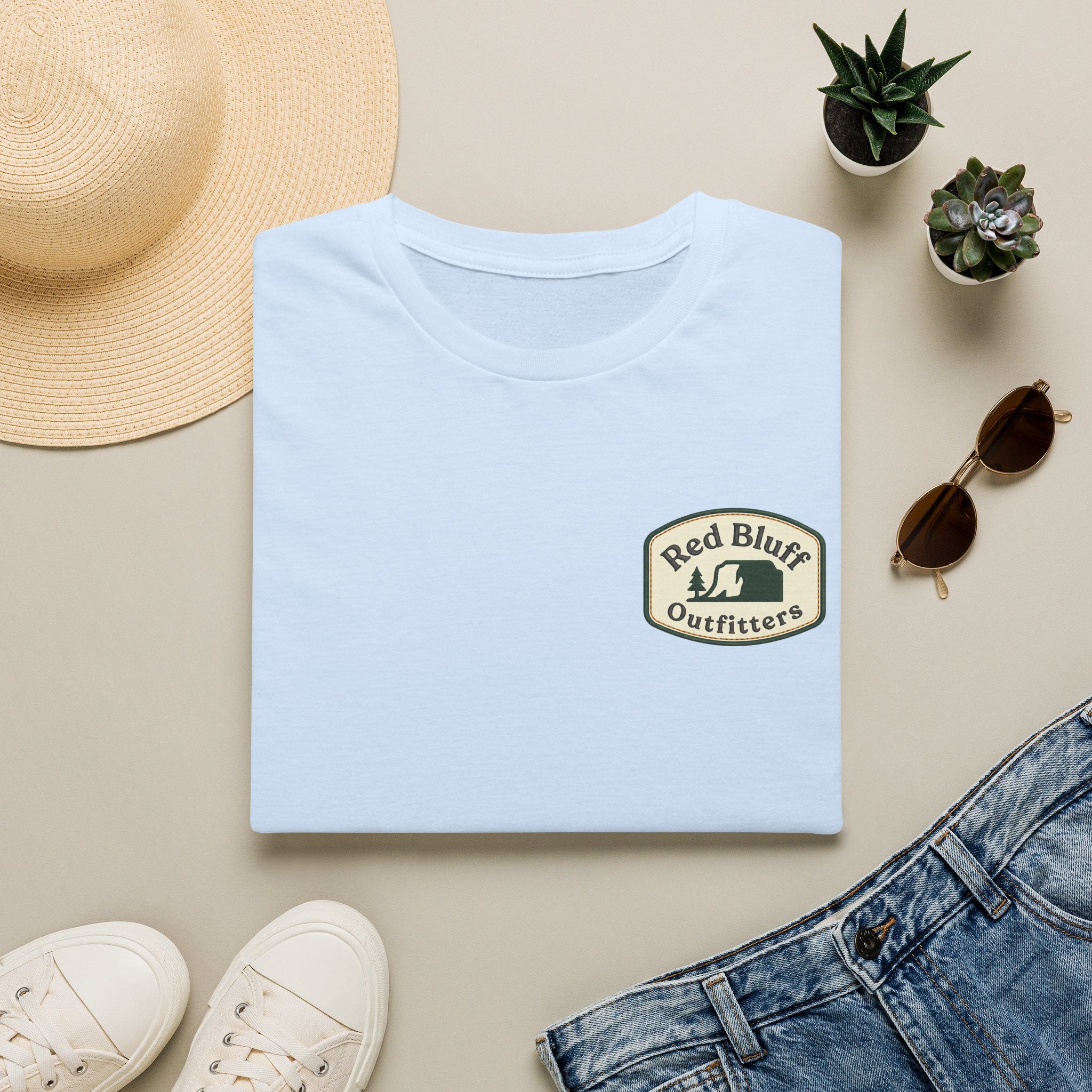 Red Bluff Outfitters Patch T‑Shirt — Retro Outdoor Logo Tee