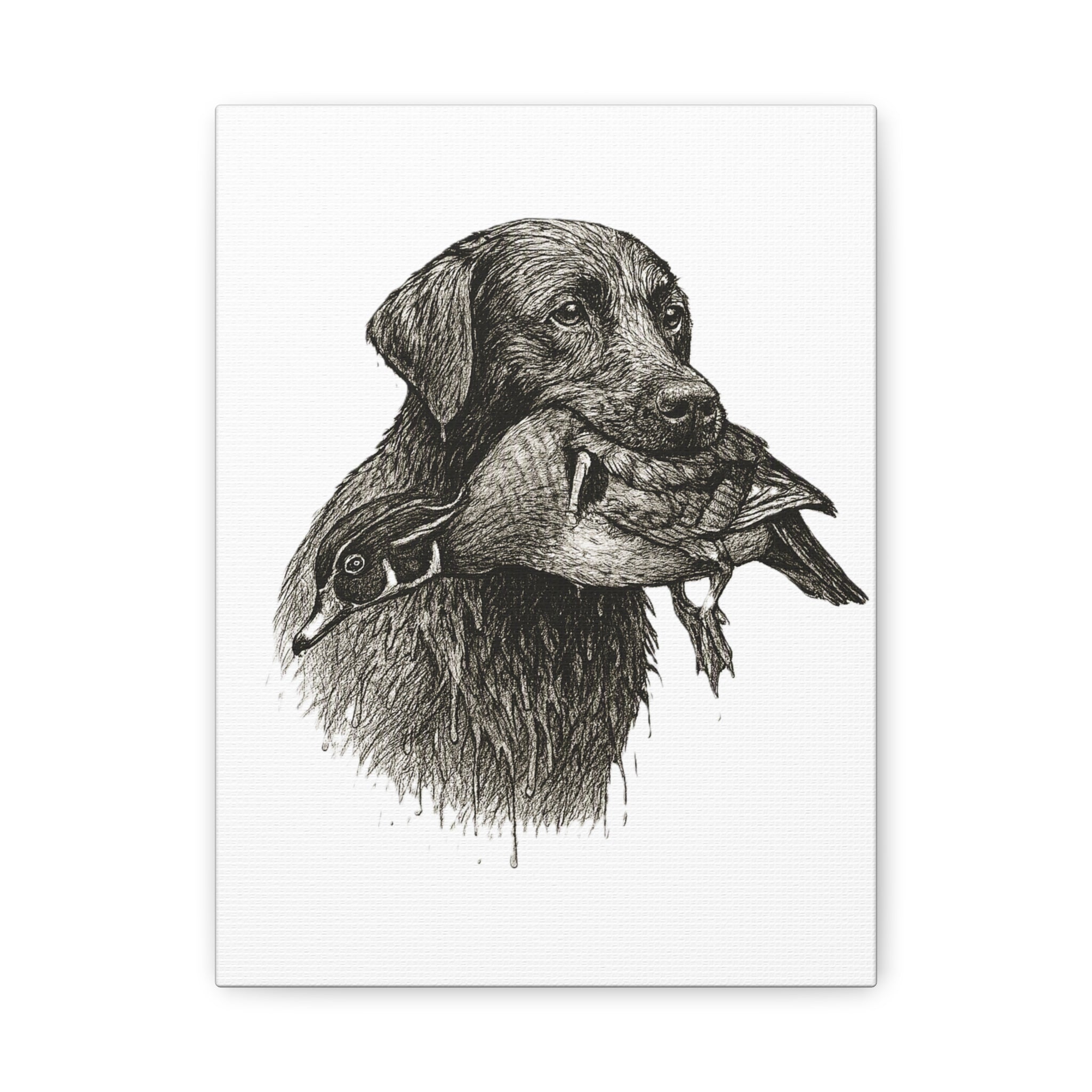 Retriever with Duck Canvas Print — Hunting Dog Wall Art, Rustic Wildlife Decor