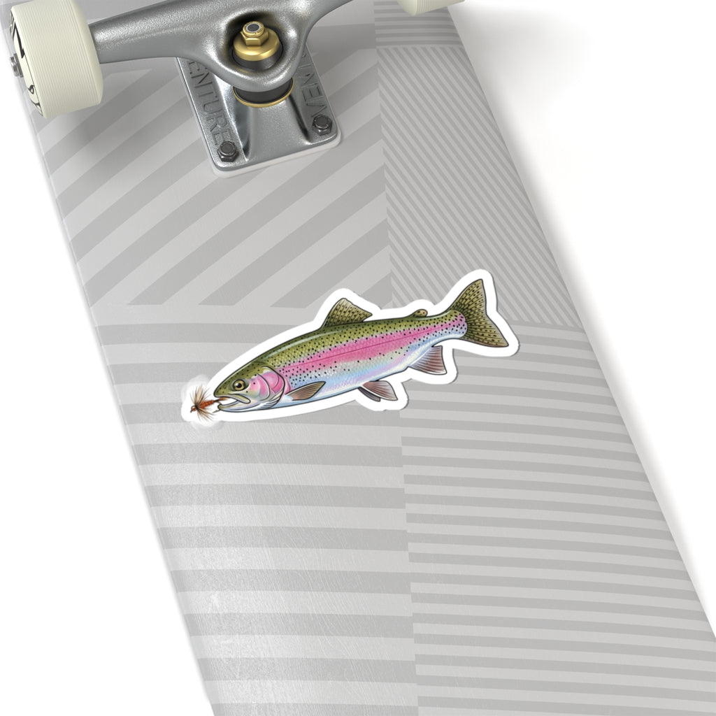 Rainbow Trout Fishing Sticker — Vinyl Decal with Fly
