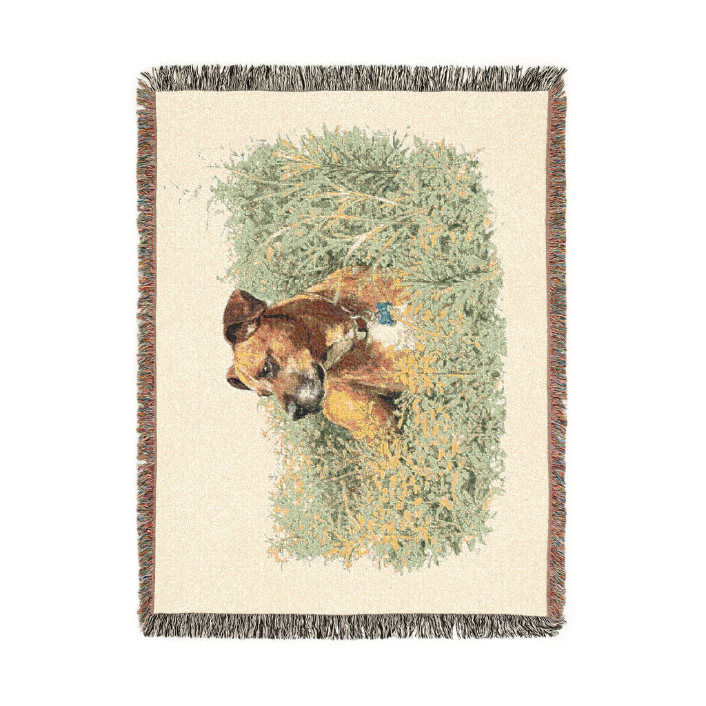 Woven Blanket — Vintage Puppy in Hay Throw Blanket