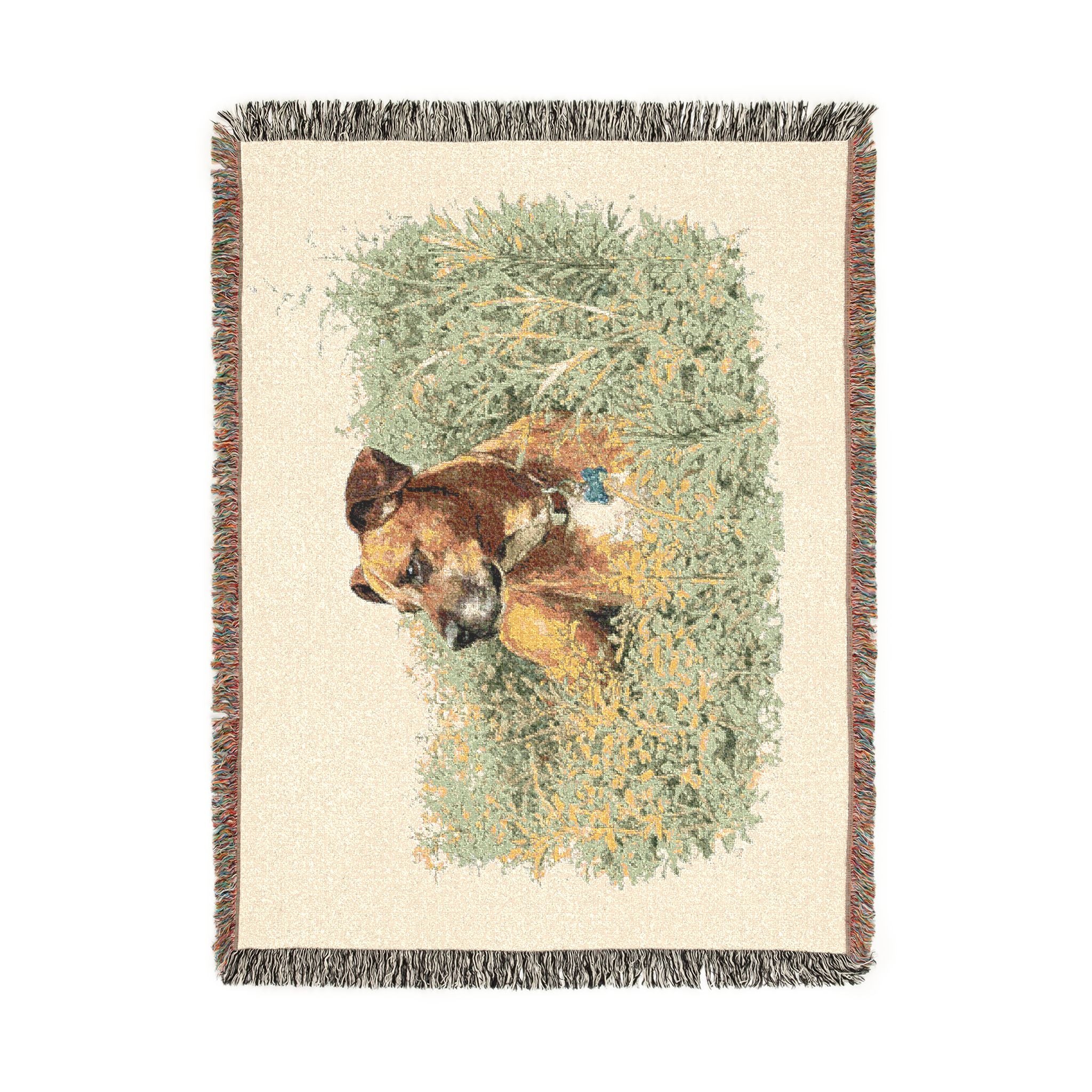 Woven Blanket — Vintage Puppy in Hay Throw Blanket