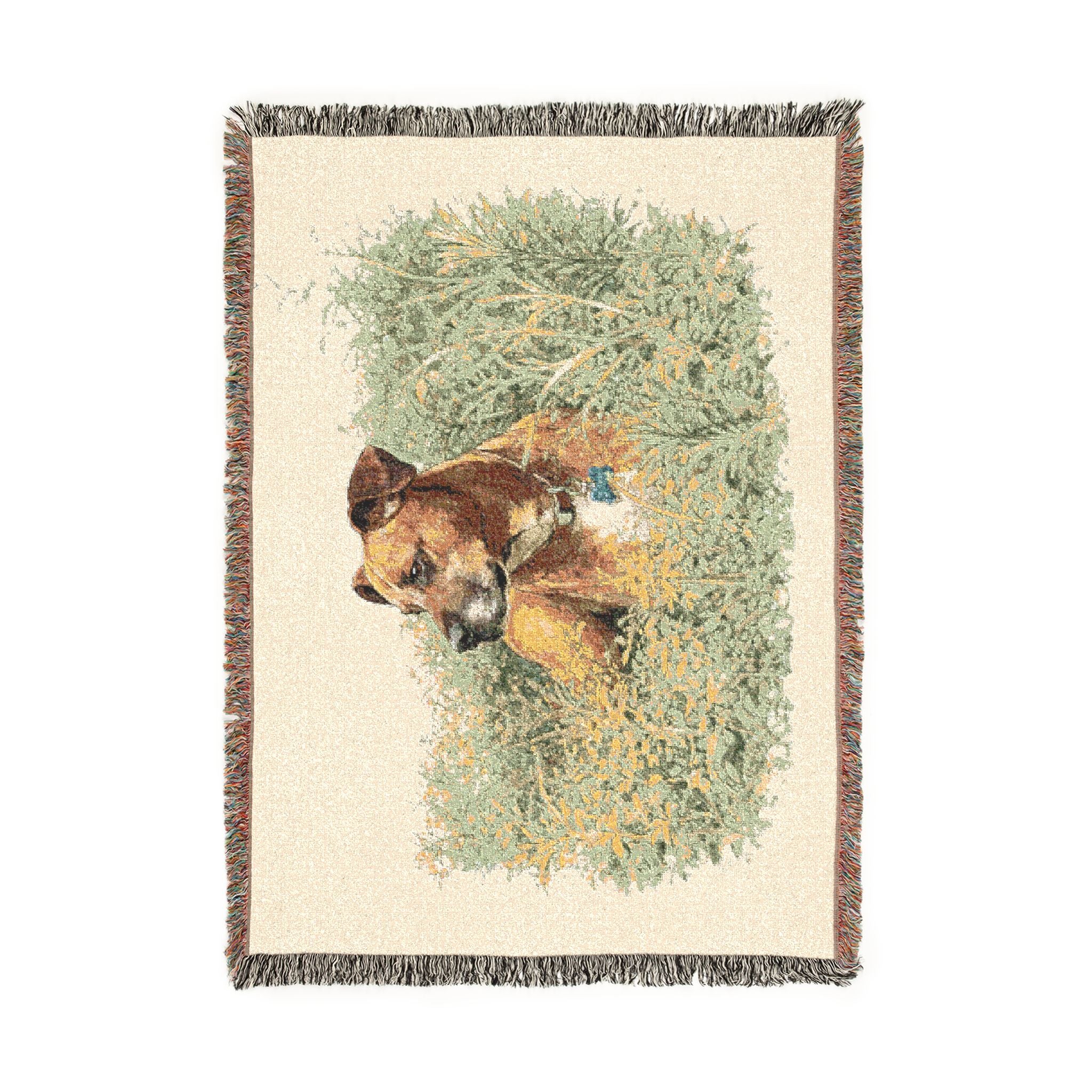 Woven Blanket — Vintage Puppy in Hay Throw Blanket