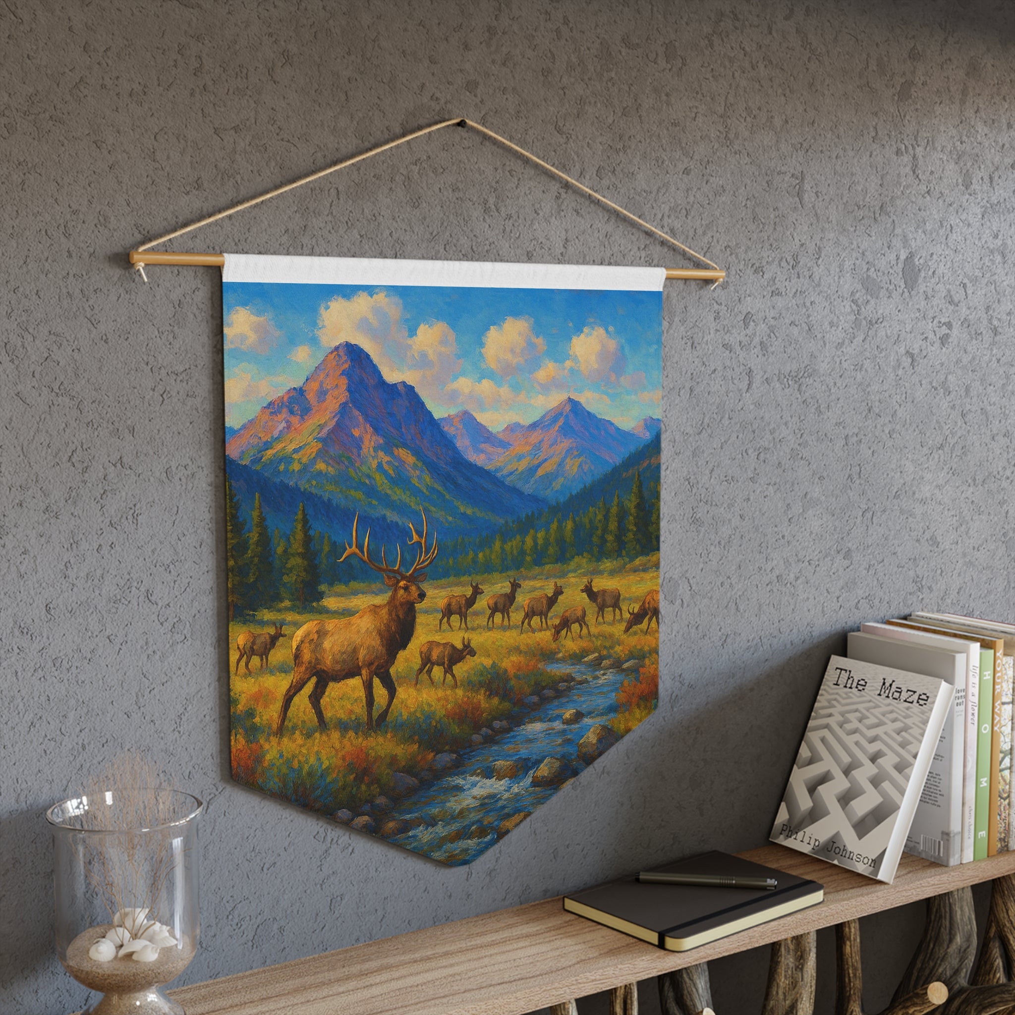 Mountain Elk Pennant — Scenic Wilderness Wall Banner