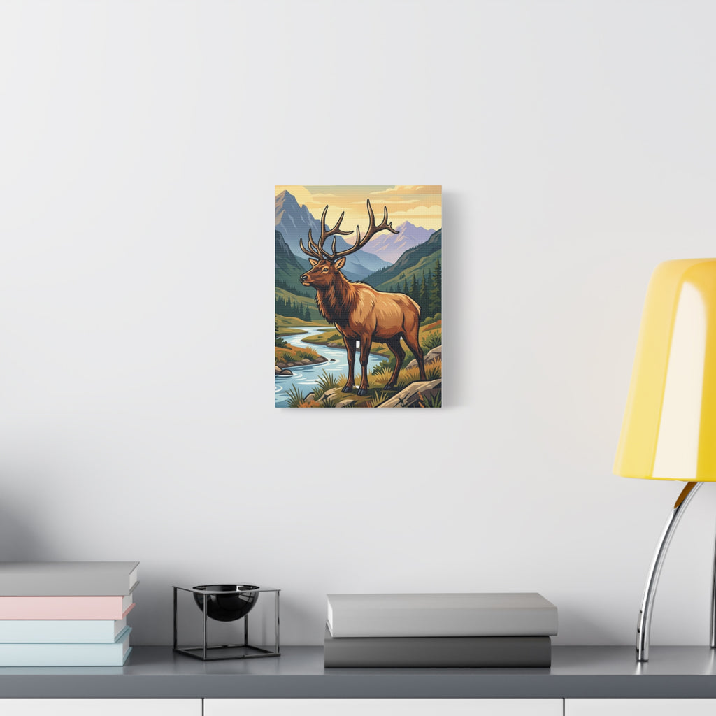 Majestic Elk Mountain Canvas Print — Rustic Wilderness Wall Art