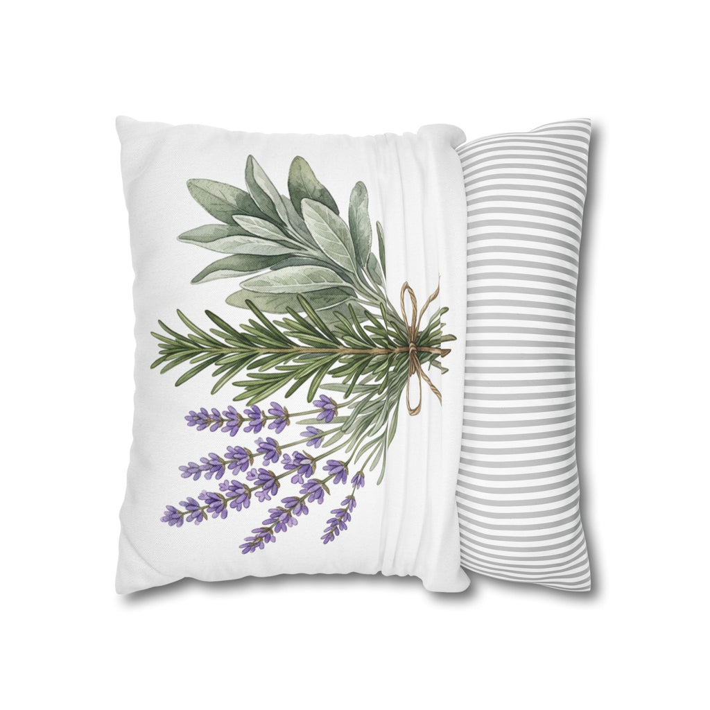 Farmhouse Herb Bundle Pillowcase — Decorative Throw Pillow