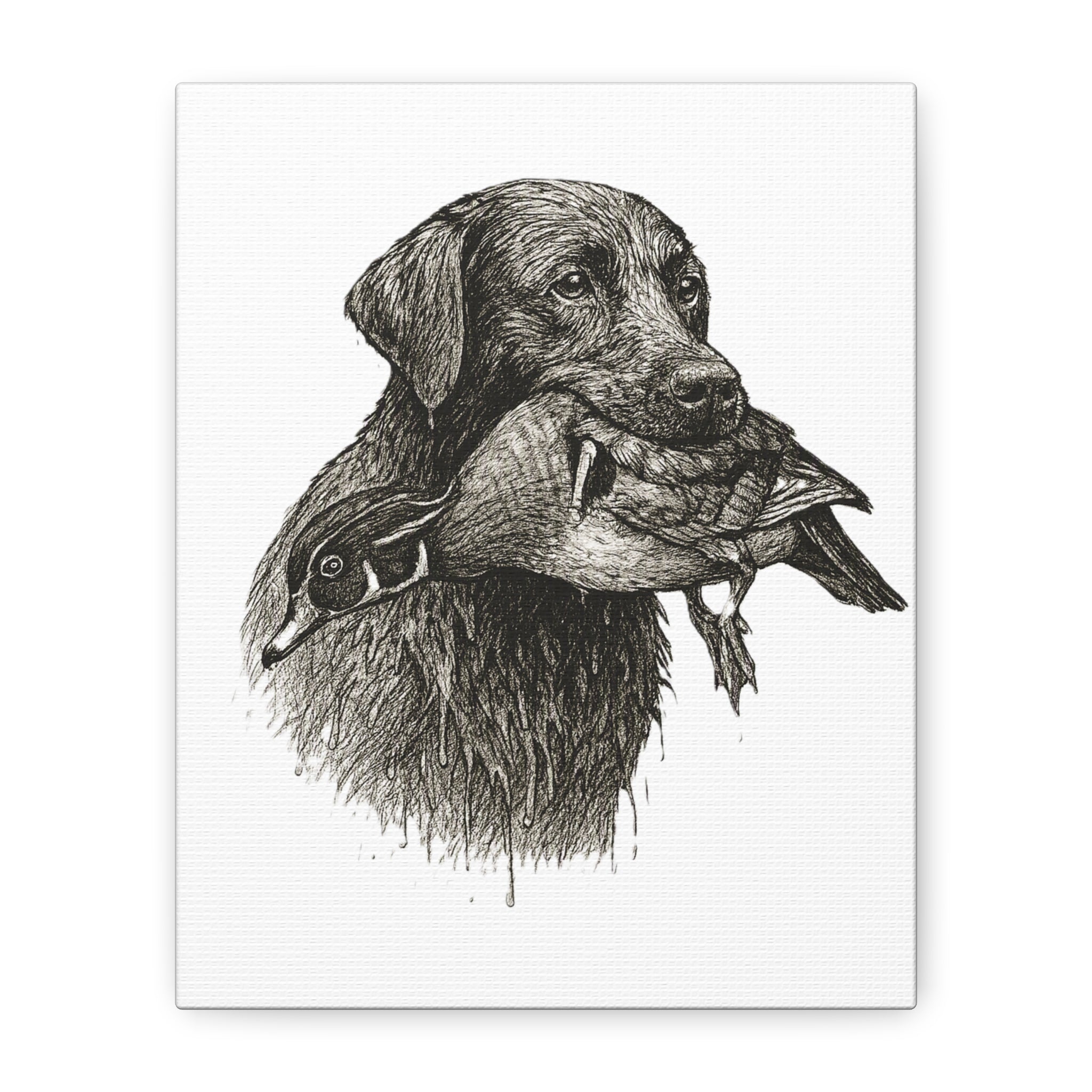 Retriever with Duck Canvas Print — Hunting Dog Wall Art, Rustic Wildlife Decor