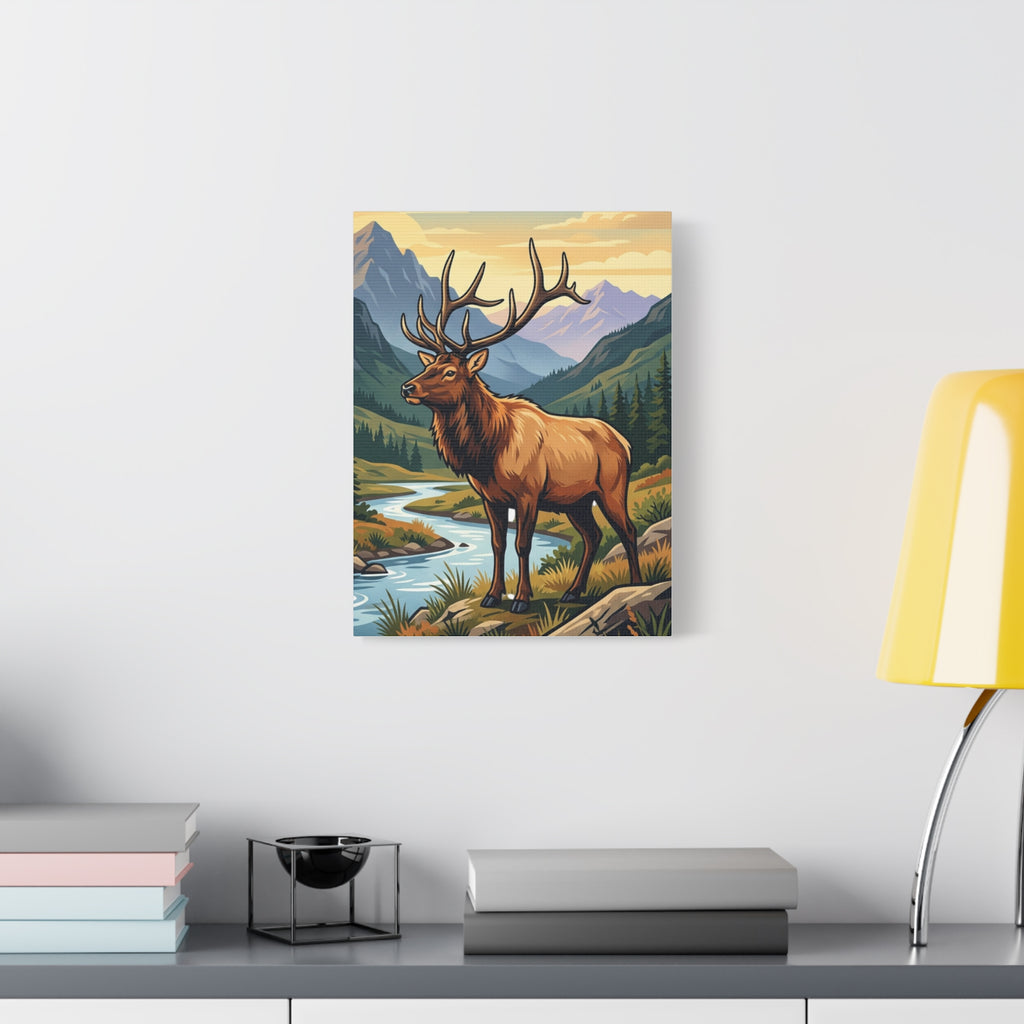 Majestic Elk Mountain Canvas Print — Rustic Wilderness Wall Art