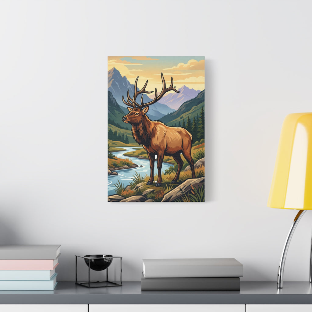 Majestic Elk Mountain Canvas Print — Rustic Wilderness Wall Art