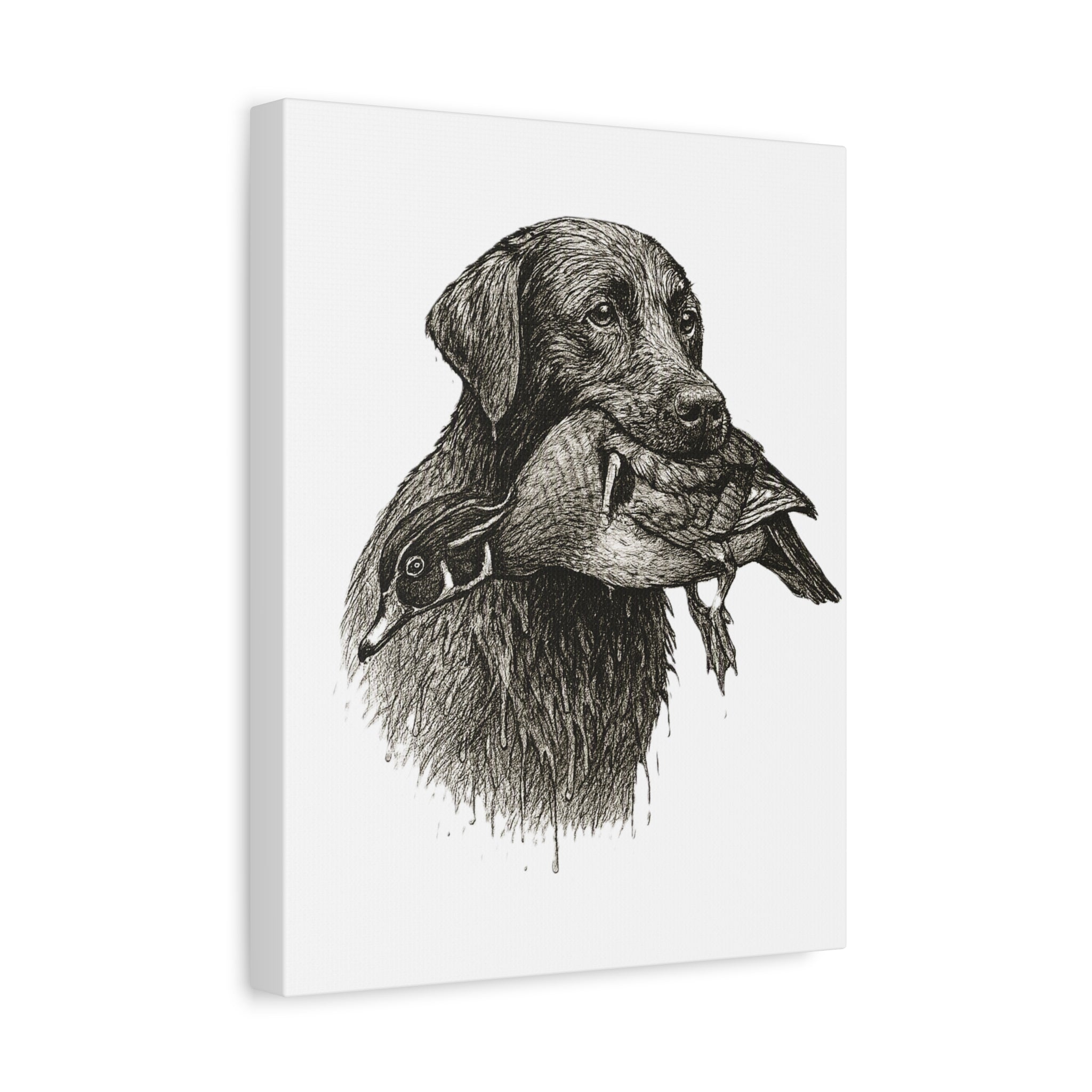 Retriever with Duck Canvas Print — Hunting Dog Wall Art, Rustic Wildlife Decor