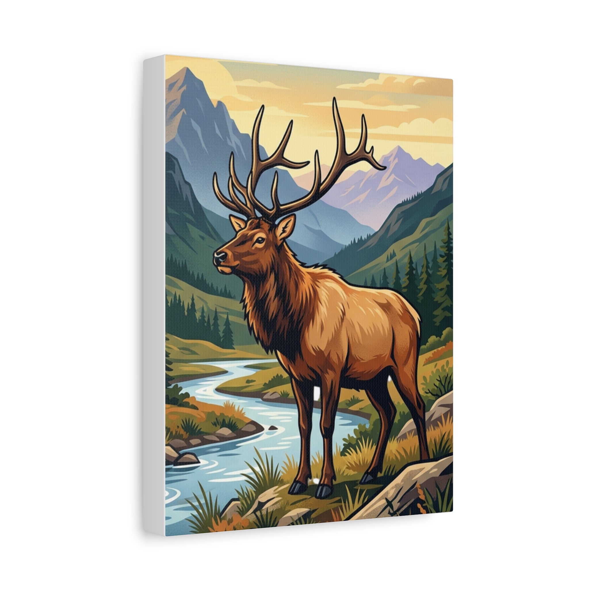 Majestic Elk Mountain Canvas Print — Rustic Wilderness Wall Art