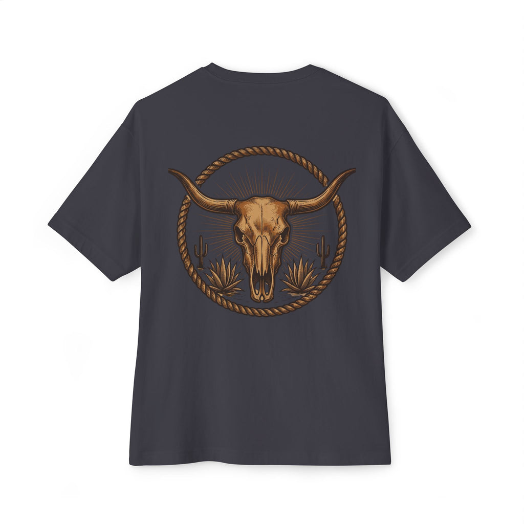 Longhorn Skull Texas Tee — Western Cowboy Oversized Boxy Shirt