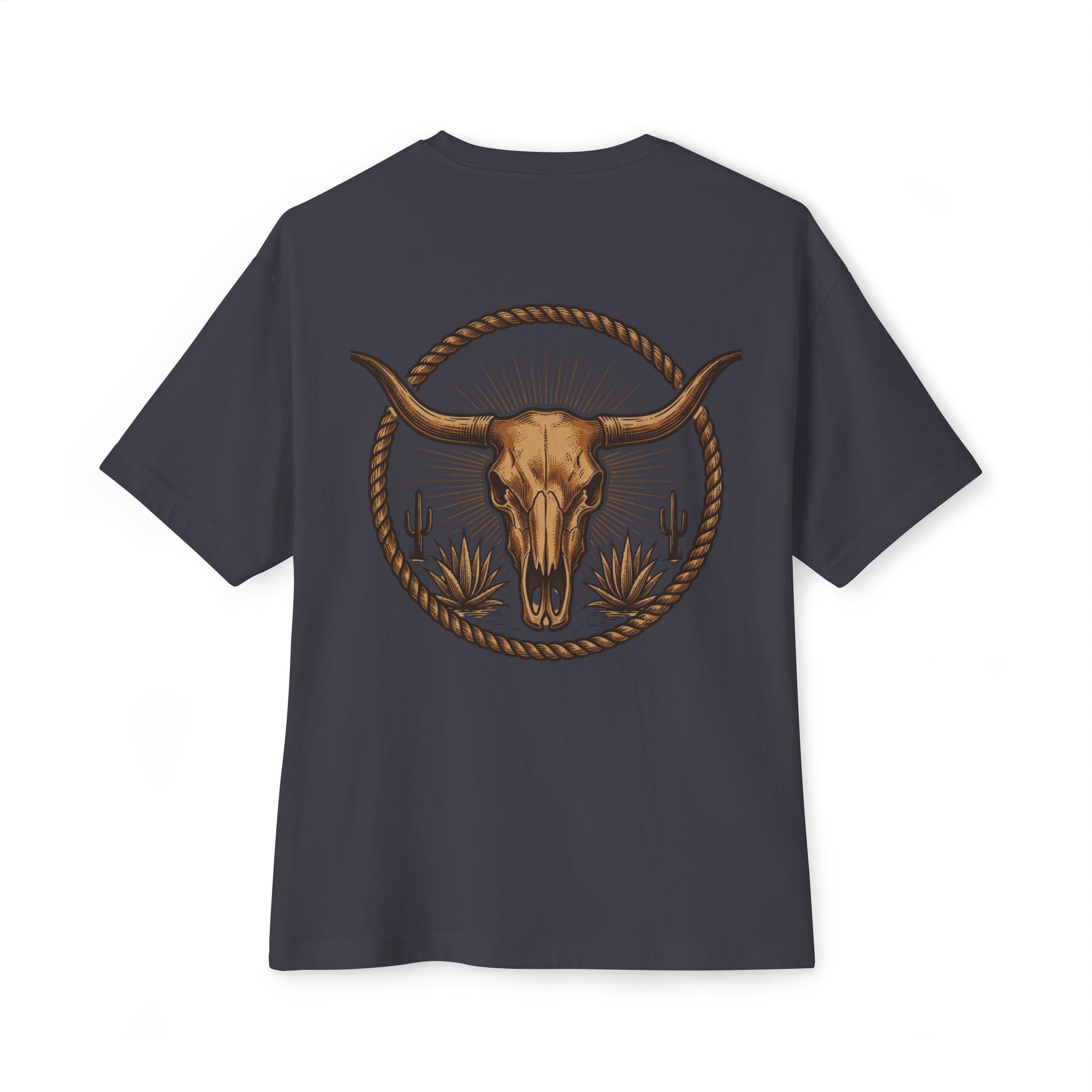 Longhorn Skull Texas Tee — Western Cowboy Oversized Boxy Shirt