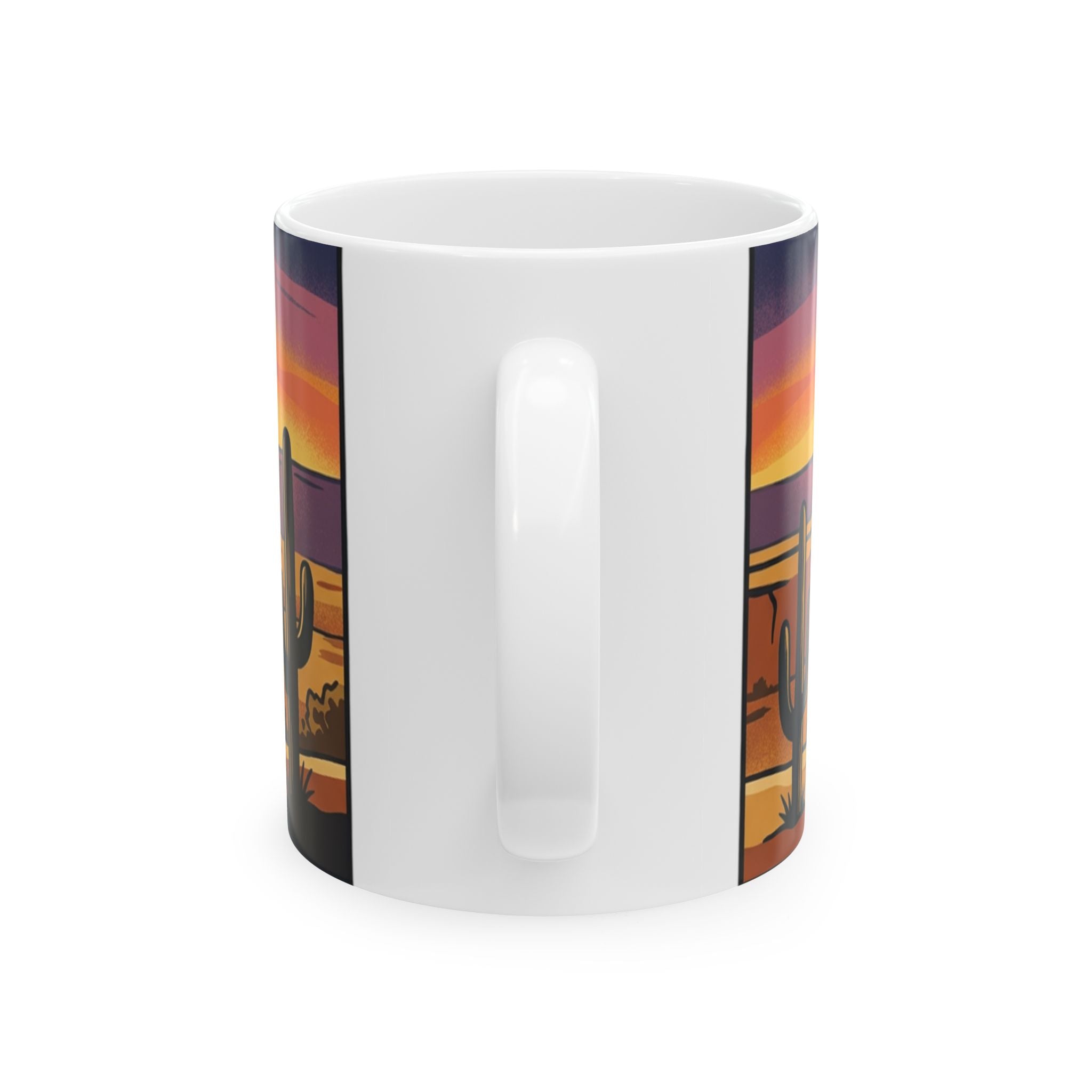 Desert Sunset Ceramic Mug – Southwestern Cactus Landscape Coffee Cup (11oz & 15oz)