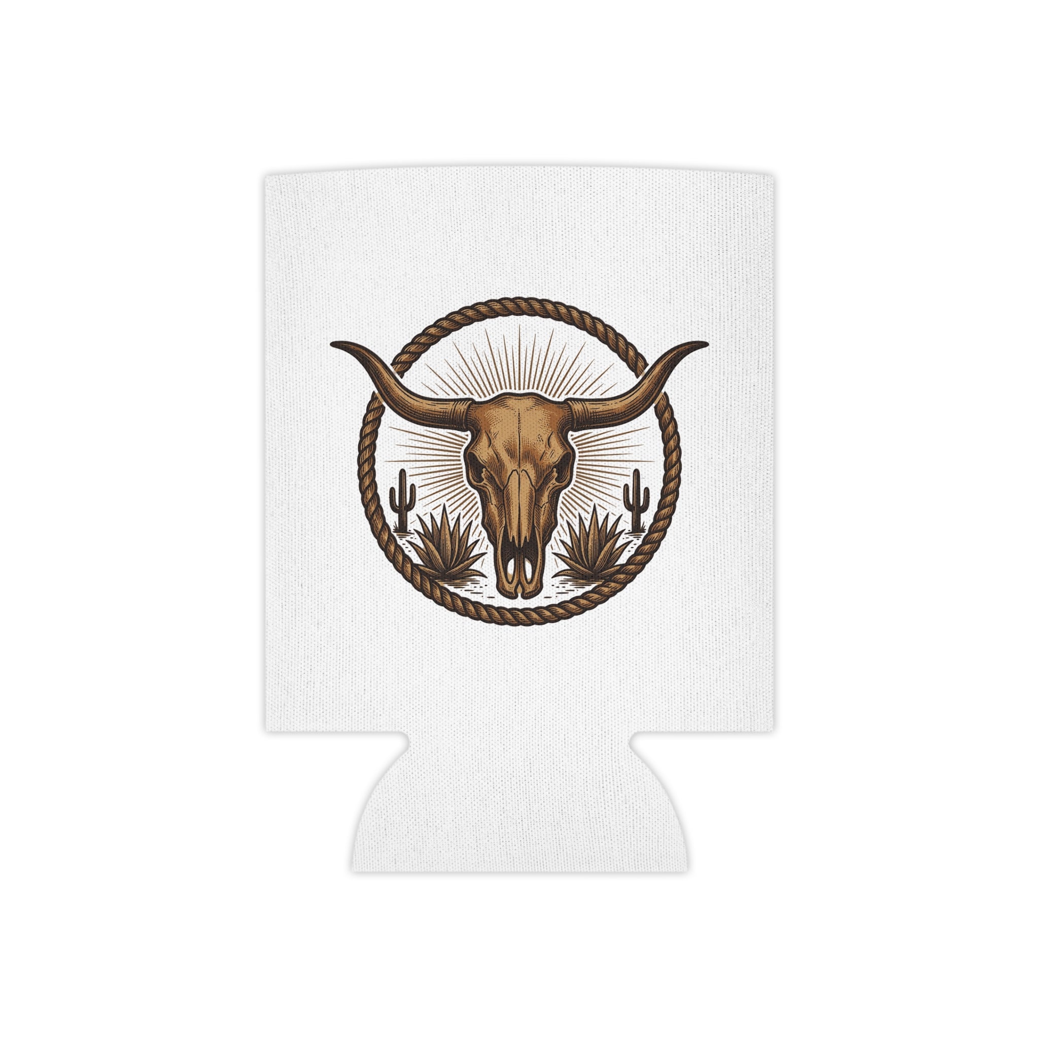 Western Longhorn Can Cooler – Desert Skull Rope Design