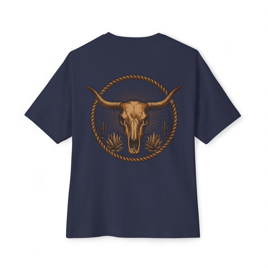 Longhorn Skull Texas Tee — Western Cowboy Oversized Boxy Shirt