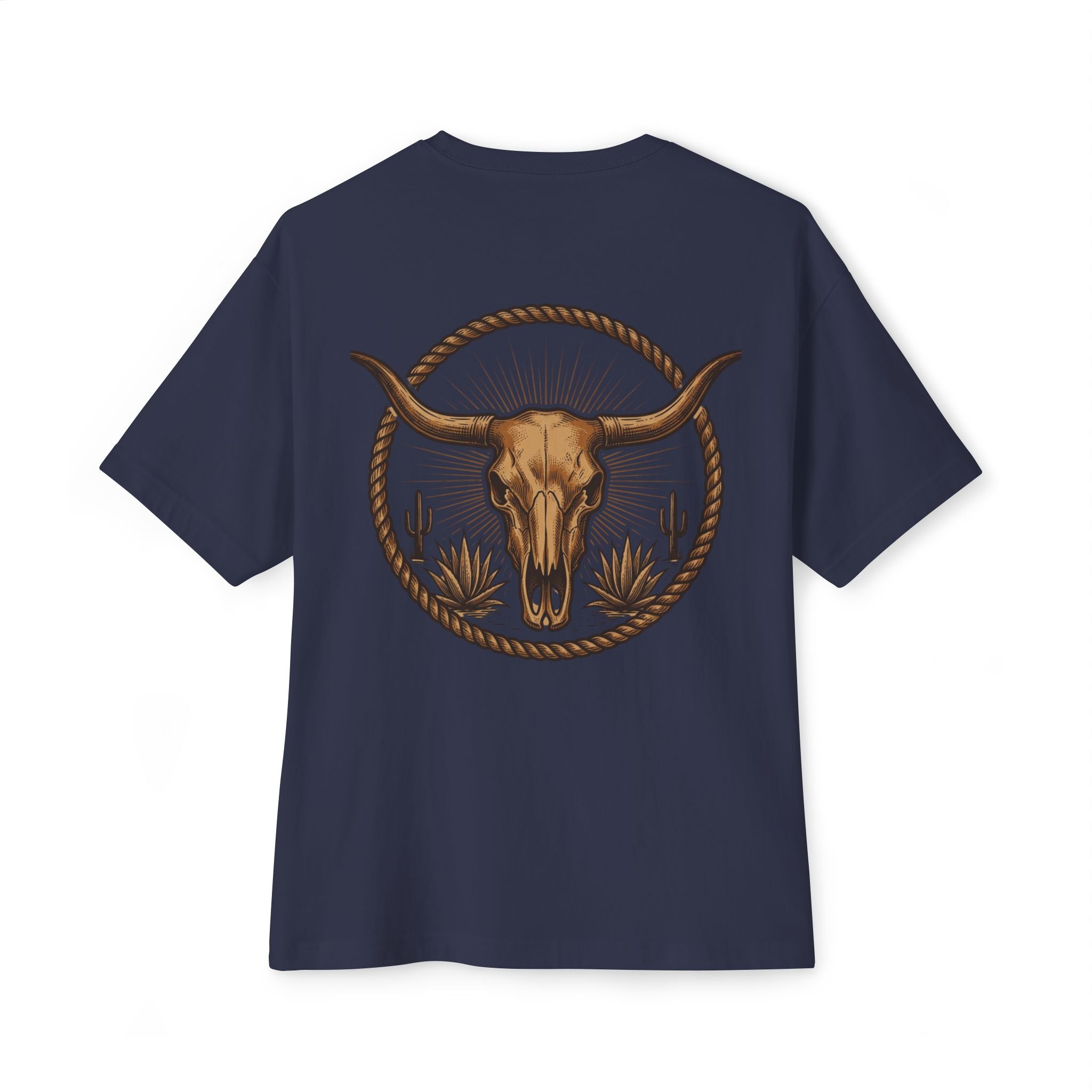 Longhorn Skull Texas Tee — Western Cowboy Oversized Boxy Shirt